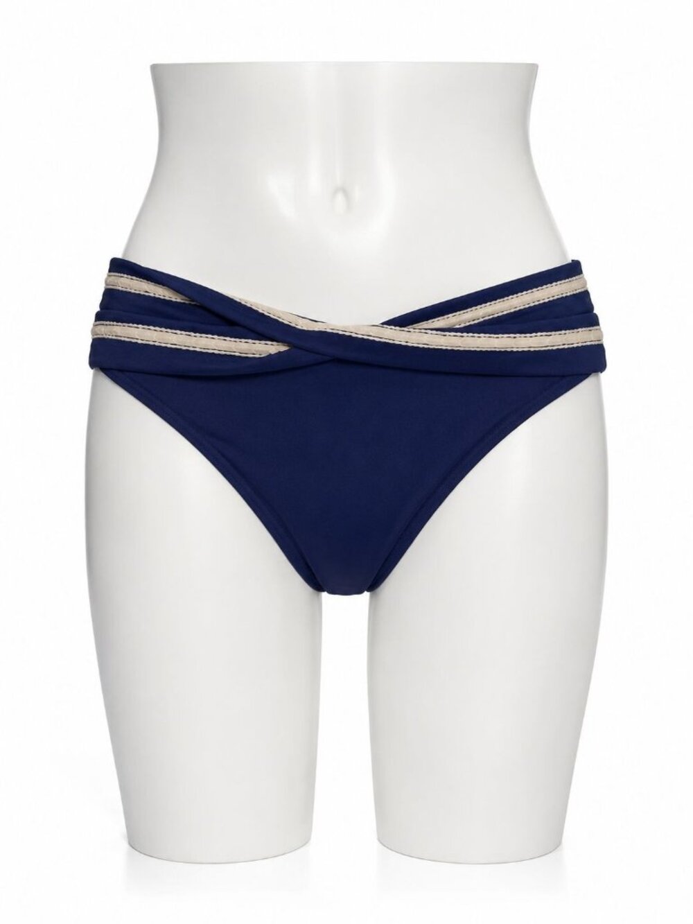 Robin Piccone Womens Bikini Bottom Navy Blue Swimwear Size Small